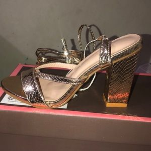 SHEIN gold heels women size 6 strappy brand new shoes